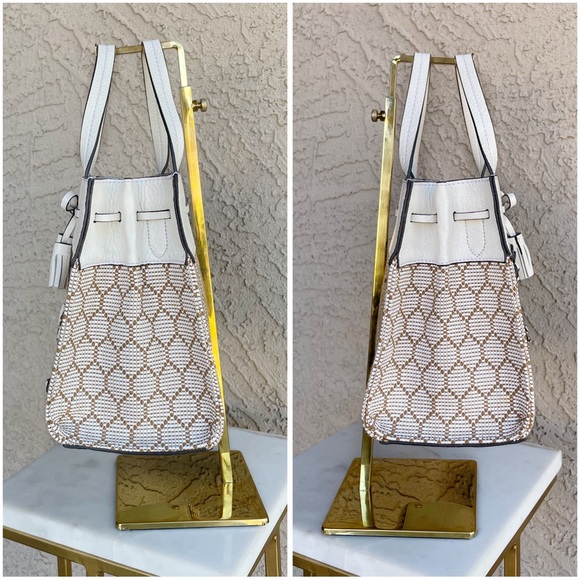 KATE SPADE White & Cream Honeycomb Beaded Bee Leather Crossbody Satchel Bag - Picture 7 of 13